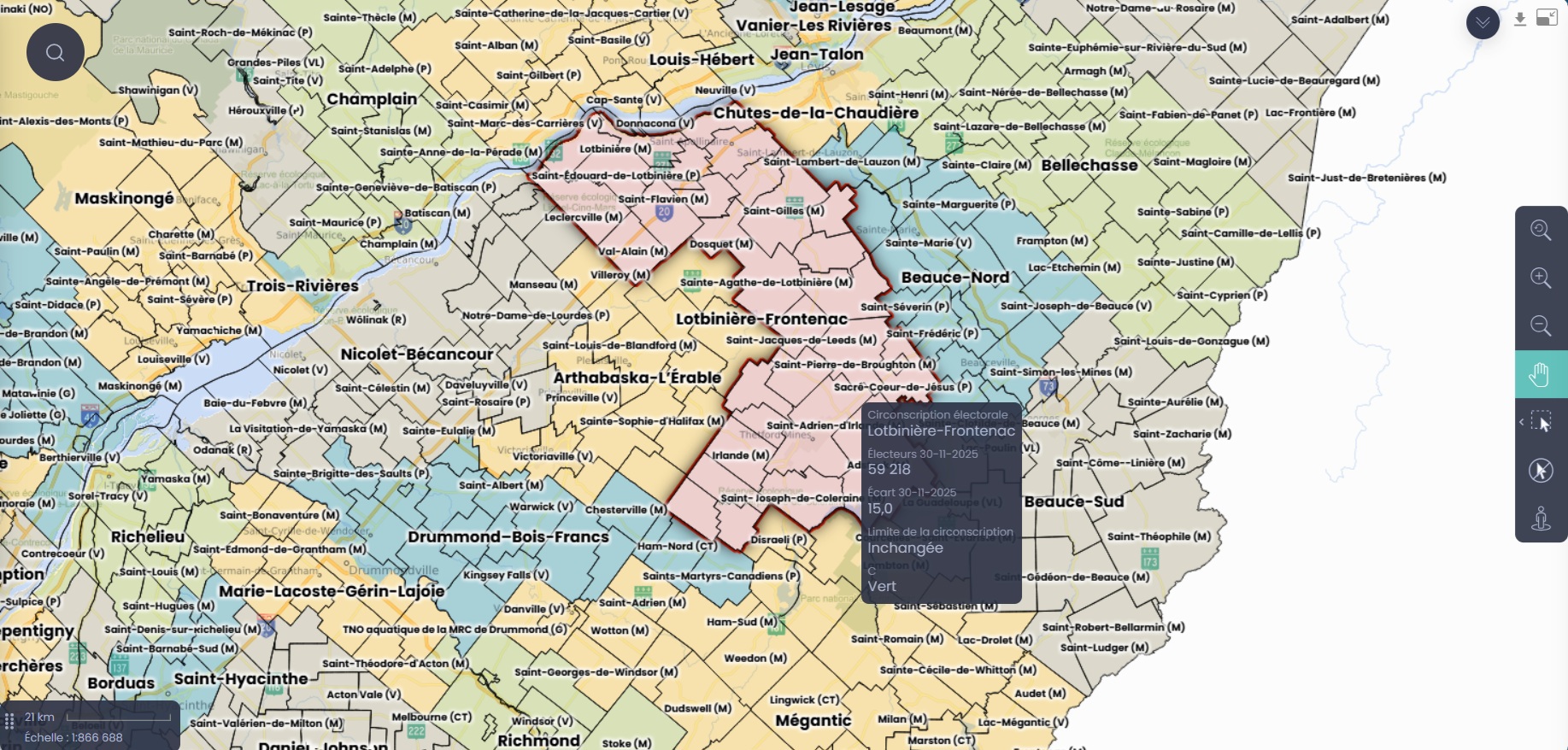 Les frontières de Lotbinière-Frontenac inchangées